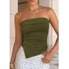 imagePRETTYGARDEN Going Out Tube Tops for Women Trendy Summer 2026 Asymmetrical Ruched Strapless Bandeau Shirts Spring ClothesArmy Green