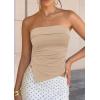 imagePRETTYGARDEN Going Out Tube Tops for Women Trendy Summer 2026 Asymmetrical Ruched Strapless Bandeau Shirts Spring ClothesCamel