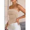 imagePRETTYGARDEN Going Out Tube Tops for Women Trendy Summer 2026 Asymmetrical Ruched Strapless Bandeau Shirts Spring ClothesCamel