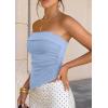 imagePRETTYGARDEN Going Out Tube Tops for Women Trendy Summer 2026 Asymmetrical Ruched Strapless Bandeau Shirts Spring ClothesLight Blue