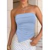 imagePRETTYGARDEN Going Out Tube Tops for Women Trendy Summer 2026 Asymmetrical Ruched Strapless Bandeau Shirts Spring ClothesLight Blue