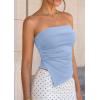 imagePRETTYGARDEN Going Out Tube Tops for Women Trendy Summer 2026 Asymmetrical Ruched Strapless Bandeau Shirts Spring ClothesLight Blue
