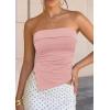 imagePRETTYGARDEN Going Out Tube Tops for Women Trendy Summer 2026 Asymmetrical Ruched Strapless Bandeau Shirts Spring ClothesPink