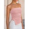 imagePRETTYGARDEN Going Out Tube Tops for Women Trendy Summer 2026 Asymmetrical Ruched Strapless Bandeau Shirts Spring ClothesPink