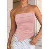 imagePRETTYGARDEN Going Out Tube Tops for Women Trendy Summer 2026 Asymmetrical Ruched Strapless Bandeau Shirts Spring ClothesPink
