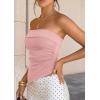 imagePRETTYGARDEN Going Out Tube Tops for Women Trendy Summer 2026 Asymmetrical Ruched Strapless Bandeau Shirts Spring ClothesPink