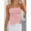 imagePRETTYGARDEN Going Out Tube Tops for Women Trendy Summer 2026 Asymmetrical Ruched Strapless Bandeau Shirts Spring ClothesPink