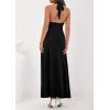 imagePRETTYGARDEN Halter Dresses for Women 2026 Elegant Classy Spring V Neck Tie Backless Summer Wedding Guest Cocktail Midi DressBlack