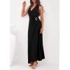 imagePRETTYGARDEN Halter Dresses for Women 2026 Elegant Classy Spring V Neck Tie Backless Summer Wedding Guest Cocktail Midi DressBlack