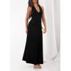imagePRETTYGARDEN Halter Dresses for Women 2026 Elegant Classy Spring V Neck Tie Backless Summer Wedding Guest Cocktail Midi DressBlack