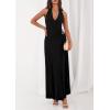imagePRETTYGARDEN Halter Dresses for Women 2026 Elegant Classy Spring V Neck Tie Backless Summer Wedding Guest Cocktail Midi DressBlack