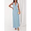 imagePRETTYGARDEN Halter Dresses for Women 2026 Elegant Classy Spring V Neck Tie Backless Summer Wedding Guest Cocktail Midi DressBlue