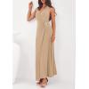 imagePRETTYGARDEN Halter Dresses for Women 2026 Elegant Classy Spring V Neck Tie Backless Summer Wedding Guest Cocktail Midi DressKhaki