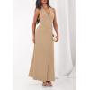 imagePRETTYGARDEN Halter Dresses for Women 2026 Elegant Classy Spring V Neck Tie Backless Summer Wedding Guest Cocktail Midi DressKhaki
