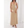 imagePRETTYGARDEN Halter Dresses for Women 2026 Elegant Classy Spring V Neck Tie Backless Summer Wedding Guest Cocktail Midi DressKhaki