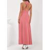 imagePRETTYGARDEN Halter Dresses for Women 2026 Elegant Classy Spring V Neck Tie Backless Summer Wedding Guest Cocktail Midi DressPink
