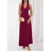 imagePRETTYGARDEN Halter Dresses for Women 2026 Elegant Classy Spring V Neck Tie Backless Summer Wedding Guest Cocktail Midi DressWine Red