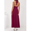 imagePRETTYGARDEN Halter Dresses for Women 2026 Elegant Classy Spring V Neck Tie Backless Summer Wedding Guest Cocktail Midi DressWine Red