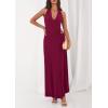 imagePRETTYGARDEN Halter Dresses for Women 2026 Elegant Classy Spring V Neck Tie Backless Summer Wedding Guest Cocktail Midi DressWine Red