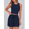 imagePRETTYGARDEN Lounge Sets for Women 2025 Summer Two Piece Matching Outfits Beach Vacation Clothes Sleeveless Tops and Shorts