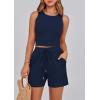 imagePRETTYGARDEN Lounge Sets for Women 2025 Summer Two Piece Matching Outfits Beach Vacation Clothes Sleeveless Tops and Shorts