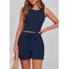 imagePRETTYGARDEN Lounge Sets for Women 2025 Summer Two Piece Matching Outfits Beach Vacation Clothes Sleeveless Tops and Shorts