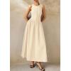 imagePRETTYGARDEN Maxi Dresses for Women 2025 Summer Casual Sleeveless Patchwork Flowy Vacation Sundress Knit Long Work Tank DressBeige