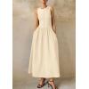 imagePRETTYGARDEN Maxi Dresses for Women 2025 Summer Casual Sleeveless Patchwork Flowy Vacation Sundress Knit Long Work Tank DressBeige