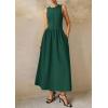 imagePRETTYGARDEN Maxi Dresses for Women 2025 Summer Casual Sleeveless Patchwork Flowy Vacation Sundress Knit Long Work Tank DressDark Green