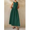 imagePRETTYGARDEN Maxi Dresses for Women 2025 Summer Casual Sleeveless Patchwork Flowy Vacation Sundress Knit Long Work Tank DressDark Green