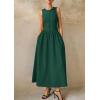 imagePRETTYGARDEN Maxi Dresses for Women 2025 Summer Casual Sleeveless Patchwork Flowy Vacation Sundress Knit Long Work Tank DressDark Green