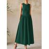 imagePRETTYGARDEN Maxi Dresses for Women 2025 Summer Casual Sleeveless Patchwork Flowy Vacation Sundress Knit Long Work Tank DressDark Green