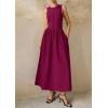 imagePRETTYGARDEN Maxi Dresses for Women 2025 Summer Casual Sleeveless Patchwork Flowy Vacation Sundress Knit Long Work Tank DressWine Red
