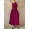 imagePRETTYGARDEN Maxi Dresses for Women 2025 Summer Casual Sleeveless Patchwork Flowy Vacation Sundress Knit Long Work Tank DressWine Red