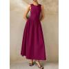 imagePRETTYGARDEN Maxi Dresses for Women 2025 Summer Casual Sleeveless Patchwork Flowy Vacation Sundress Knit Long Work Tank DressWine Red