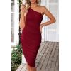 imagePRETTYGARDEN One Shoulder Dresses for Women 2026 Summer Ruched Mesh Asymmetrical Cocktail Wedding Guest Bodycon DressWine Red