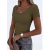 imagePRETTYGARDEN Scoop Neck Tops for Women 2026 Summer Basic Tees Trendy Short Sleeve Shirts Spring Casual Fitted Ribbed TopsArmy Green