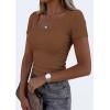imagePRETTYGARDEN Scoop Neck Tops for Women 2026 Summer Basic Tees Trendy Short Sleeve Shirts Spring Casual Fitted Ribbed TopsKhaki