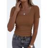 imagePRETTYGARDEN Scoop Neck Tops for Women 2026 Summer Basic Tees Trendy Short Sleeve Shirts Spring Casual Fitted Ribbed TopsKhaki
