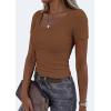 imagePRETTYGARDEN Scoop Neck Tops for Women 2026 Summer Basic Tees Trendy Short Sleeve Shirts Spring Casual Fitted Ribbed TopsKhaki