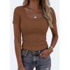 imagePRETTYGARDEN Scoop Neck Tops for Women 2026 Summer Basic Tees Trendy Short Sleeve Shirts Spring Casual Fitted Ribbed TopsKhaki