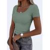 imagePRETTYGARDEN Scoop Neck Tops for Women 2026 Summer Basic Tees Trendy Short Sleeve Shirts Spring Casual Fitted Ribbed TopsSage Green