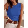 imagePRETTYGARDEN Sleeveless Tops for Women 2026 Summer Ribbed Tank Top Fitted Shirts Basic Tees Cute Spring Going Out Y2k ClothesBlue