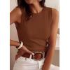 imagePRETTYGARDEN Sleeveless Tops for Women 2026 Summer Ribbed Tank Top Fitted Shirts Basic Tees Cute Spring Going Out Y2k ClothesBrown
