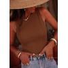 imagePRETTYGARDEN Sleeveless Tops for Women 2026 Summer Ribbed Tank Top Fitted Shirts Basic Tees Cute Spring Going Out Y2k ClothesBrown