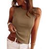 imagePRETTYGARDEN Sleeveless Tops for Women 2026 Summer Ribbed Tank Top Fitted Shirts Basic Tees Cute Spring Going Out Y2k ClothesCamel