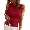 imagePRETTYGARDEN Sleeveless Tops for Women 2026 Summer Ribbed Tank Top Fitted Shirts Basic Tees Cute Spring Going Out Y2k ClothesRed