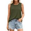 imagePRETTYGARDEN Sleeveless Tops for Women 2026 Summer Tank Tops Spring Fashion Casual Loose Fit Shirts Beach Vacation ClothesArmy Green
