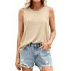 imagePRETTYGARDEN Sleeveless Tops for Women 2026 Summer Tank Tops Spring Fashion Casual Loose Fit Shirts Beach Vacation ClothesBeige