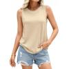 imagePRETTYGARDEN Sleeveless Tops for Women 2026 Summer Tank Tops Spring Fashion Casual Loose Fit Shirts Beach Vacation ClothesBeige